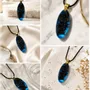 Jewelry - Bog Oak & Resin Pendant Necklace – Drop – Blue Droplet / Pear - GLASS4CANDLES