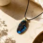 Jewelry - Bog Oak & Resin Pendant Necklace – Drop – Blue Droplet / Pear - GLASS4CANDLES