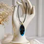 Jewelry - Bog Oak & Resin Pendant Necklace – Drop – Blue Droplet / Pear - GLASS4CANDLES