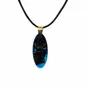 Jewelry - Bog Oak & Resin Pendant Necklace – Drop – Blue Droplet / Pear - GLASS4CANDLES