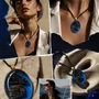 Bijoux - Pendentif en chêne noir et résine – ovale, 37x28x6 mm – Oval Bleu - GLASS4CANDLES