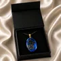 Bijoux - Pendentif en chêne noir et résine – ovale, 37x28x6 mm – Oval Bleu - GLASS4CANDLES