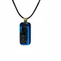 Jewelry - Bog Oak & Resin Pendant Necklace – Rectangle – Blue Rectangle - GLASS4CANDLES