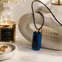 Jewelry - Bog Oak & Resin Pendant Necklace – Rectangle – Blue Rectangle - GLASS4CANDLES