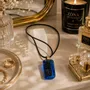 Jewelry - Bog Oak & Resin Pendant Necklace – Rectangle – Blue Rectangle - GLASS4CANDLES