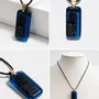 Jewelry - Bog Oak & Resin Pendant Necklace – Rectangle – Blue Rectangle - GLASS4CANDLES