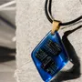 Jewelry - Bog Oak & Resin Pendant Necklace – Diamond – Blue Geometric - GLASS4CANDLES