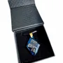 Jewelry - Bog Oak & Resin Pendant Necklace – Diamond – Blue Geometric - GLASS4CANDLES