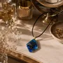 Jewelry - Bog Oak & Resin Pendant Necklace – Diamond – Blue Geometric - GLASS4CANDLES