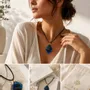 Jewelry - Bog Oak & Resin Pendant Necklace – Diamond – Blue Geometric - GLASS4CANDLES