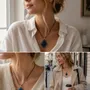 Jewelry - Bog Oak & Resin Pendant Necklace – Diamond – Blue Geometric - GLASS4CANDLES
