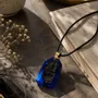 Jewelry - Bog Oak & Resin Pendant Necklace – Rectangle – Blue Peaked Rectangle - GLASS4CANDLES