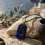 Jewelry - Bog Oak & Resin Pendant Necklace – Rectangle – Blue Peaked Rectangle - GLASS4CANDLES