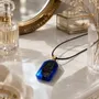 Jewelry - Bog Oak & Resin Pendant Necklace – Rectangle – Blue Peaked Rectangle - GLASS4CANDLES
