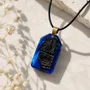 Jewelry - Bog Oak & Resin Pendant Necklace – Rectangle – Blue Peaked Rectangle - GLASS4CANDLES