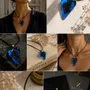Jewelry - Bog Oak & Resin Pendant Necklace – Heart, 38x26x6 mm – Blue Heart - GLASS4CANDLES