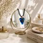 Jewelry - Bog Oak & Resin Pendant Necklace – Heart, 38x26x6 mm – Blue Heart - GLASS4CANDLES