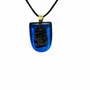 Jewelry - Bog Oak & Resin Pendant Necklace – Shield, 37x26x6 mm – Blue Shield - GLASS4CANDLES