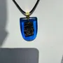 Jewelry - Bog Oak & Resin Pendant Necklace – Shield, 37x26x6 mm – Blue Shield - GLASS4CANDLES