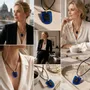 Jewelry - Bog Oak & Resin Pendant Necklace – Shield, 37x26x6 mm – Blue Shield - GLASS4CANDLES