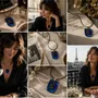 Jewelry - Bog Oak & Resin Pendant Necklace – Shield, 37x26x6 mm – Blue Shield - GLASS4CANDLES