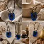 Jewelry - Bog Oak & Resin Pendant Necklace – Shield, 37x26x6 mm – Blue Shield - GLASS4CANDLES