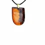 Jewelry - Bog Oak & Amber Pendant Necklace – Shield, 37x26x6 mm – Natural Shield - GLASS4CANDLES