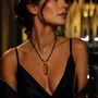 Jewelry - Bog Oak & Amber Pendant Necklace – Drop – Natural Droplet / Pear - GLASS4CANDLES