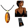 Jewelry - Bog Oak & Amber Pendant Necklace – Drop – Natural Droplet / Pear - GLASS4CANDLES