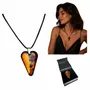 Jewelry - Bog Oak & Amber Pendant Necklace – Heart, 38x26x6 mm – Natural Heart - GLASS4CANDLES