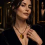 Jewelry - Bog Oak & Amber Pendant Necklace – Drop, 37x26x6 mm – Natural Droplet - GLASS4CANDLES