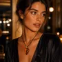 Jewelry - Bog Oak & Amber Pendant Necklace – Drop, 37x26x6 mm – Natural Droplet - GLASS4CANDLES