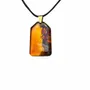 Jewelry - Bog Oak & Amber Pendant Necklace – Natural Peaked Rectangle - GLASS4CANDLES