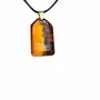 Jewelry - Bog Oak & Amber Pendant Necklace – Natural Peaked Rectangle - GLASS4CANDLES