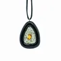 Jewelry - Bog Oak & Baltic Amber Pendant – Shield, 39x24x6 mm - GLASS4CANDLES