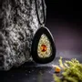 Jewelry - Bog Oak & Baltic Amber Pendant – Shield, 39x24x6 mm - GLASS4CANDLES