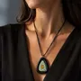 Jewelry - Bog Oak & Baltic Amber Pendant – Shield, 39x24x6 mm - GLASS4CANDLES