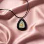 Jewelry - Bog Oak & Baltic Amber Pendant – Shield, 39x24x6 mm - GLASS4CANDLES