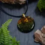 Jewelry - Baltic Amber & Resin Pendant – Round, 39x38x6 mm – Emerald Reverie - GLASS4CANDLES