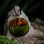 Jewelry - Baltic Amber & Resin Pendant – Round, 39x38x6 mm – Emerald Reverie - GLASS4CANDLES