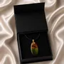 Jewelry - Baltic Amber & Resin Pendant – Drop, 39x16x6 mm – Emerald Reverie - GLASS4CANDLES