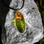 Jewelry - Baltic Amber & Resin Pendant – Drop, 39x16x6 mm – Emerald Reverie - GLASS4CANDLES