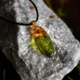 Jewelry - Baltic Amber & Resin Pendant – Drop, 39x16x6 mm – Emerald Reverie - GLASS4CANDLES