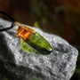 Jewelry - Baltic Amber & Resin Pendant – Drop, 39x16x6 mm – Emerald Reverie - GLASS4CANDLES