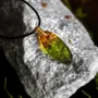 Jewelry - Baltic Amber & Resin Pendant – Drop, 39x16x6 mm – Emerald Reverie - GLASS4CANDLES