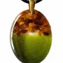 Jewelry - Baltic Amber & Resin Pendant – Oval, 37x28x6 mm – Emerald Reverie - GLASS4CANDLES
