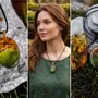 Jewelry - Baltic Amber & Resin Pendant – Oval, 37x28x6 mm – Emerald Reverie - GLASS4CANDLES