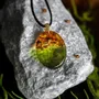 Jewelry - Baltic Amber & Resin Pendant – Oval, 37x28x6 mm – Emerald Reverie - GLASS4CANDLES