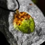 Jewelry - Baltic Amber & Resin Pendant – Oval, 37x28x6 mm – Emerald Reverie - GLASS4CANDLES
