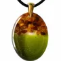 Jewelry - Baltic Amber & Resin Pendant – Oval, 37x28x6 mm – Emerald Reverie - GLASS4CANDLES